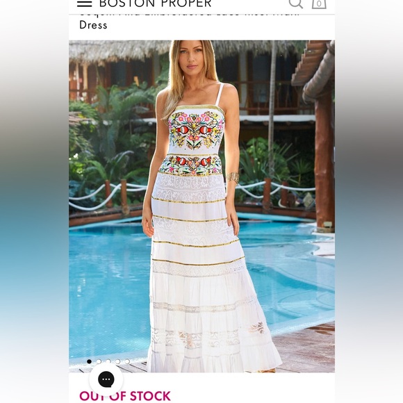 Boston Proper Dresses & Skirts - Boston Proper Sequin Embroidered Lace Inset Maxi Dress